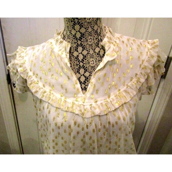 CK Bradley Silla Top NWT Off White Metallic Gold Accents Retail $168 Size S - Picture 4 of 10